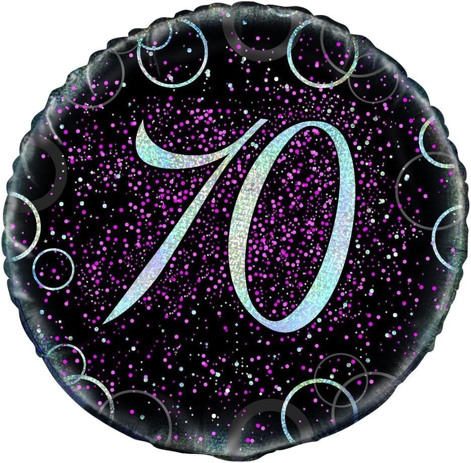 3 x 18" Glitz Black Foil Birthday Balloon (Black, 3 x Pink/Black (Age 70))