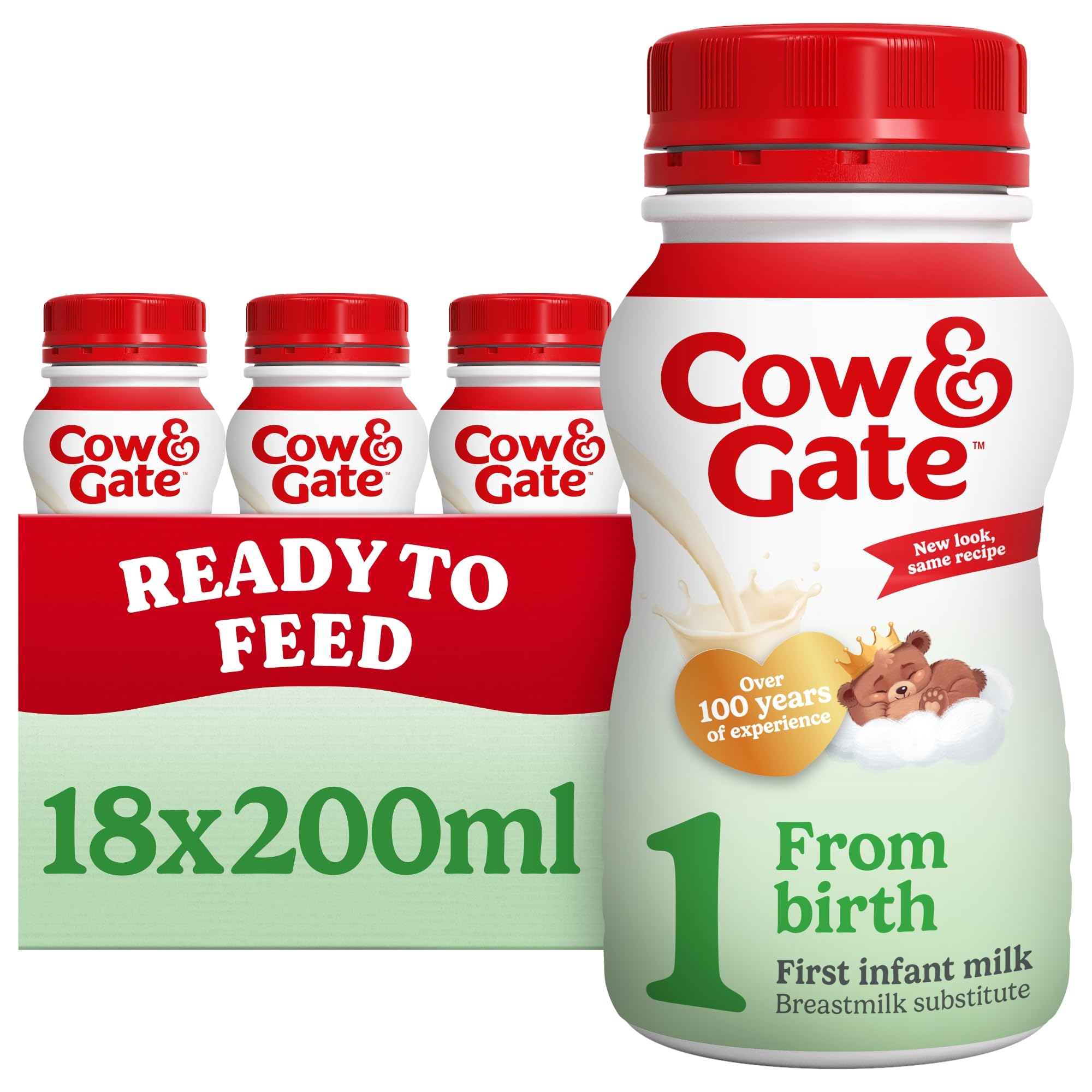 Cow & Gate 1 First Infant Baby Milk Liquid Formula from Birth 18x200ml