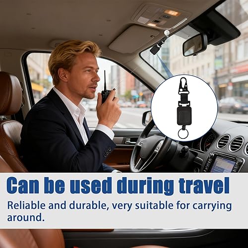 Miniatura 6 de Juego de 2 soportes retráctiles para micrófono CB, soporte de micrófono resistente, 8 anillos en D y cordones ajustables, adecuado para conductores