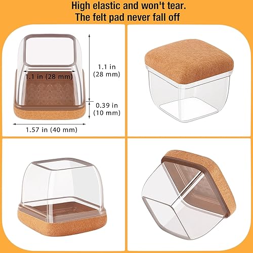 Miniatura 8 de 16 protectores cuadrados para patas de silla para suelos de madera dura, protectores de silicona para patas de silla, cubiertas para patas de silla,