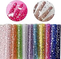 Vista 9 de XHT 9 Piezas de Vinilo de PVC Transparente Claro, Película Fluorescente de Color Sólido Transparente Impermeable de 21cmx30cm para Lazos de Pelo