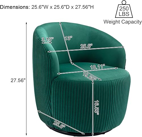 Miniatura 2 de Taiweny Silla giratoria de barril giratorio tapizado de terciopelo sillón giratorio de 360 grados moderno sillón redondo para sala de estar