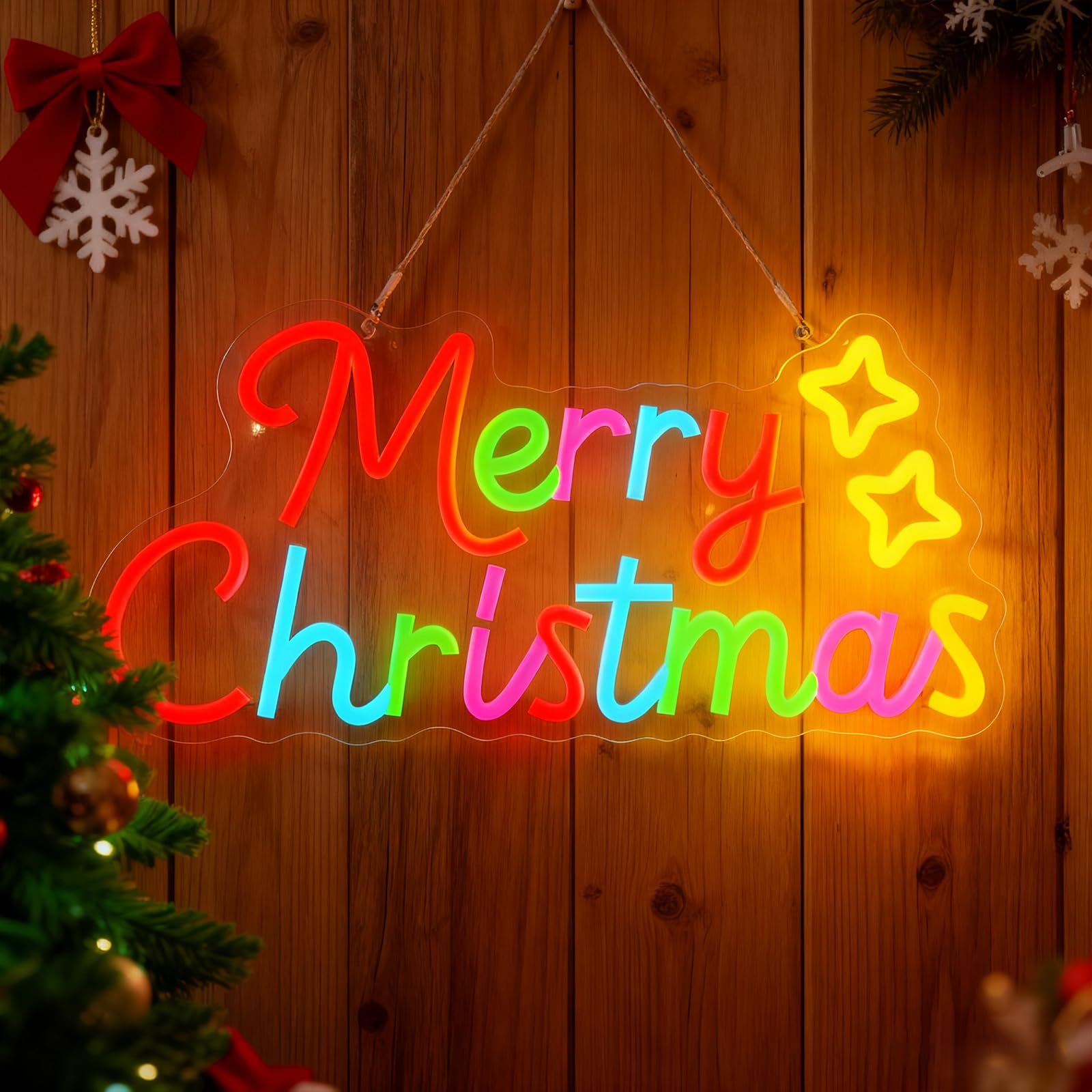 Amazon.co.jp: Marixa Merry Christmas ネオンサイン、調光機能付きLED
