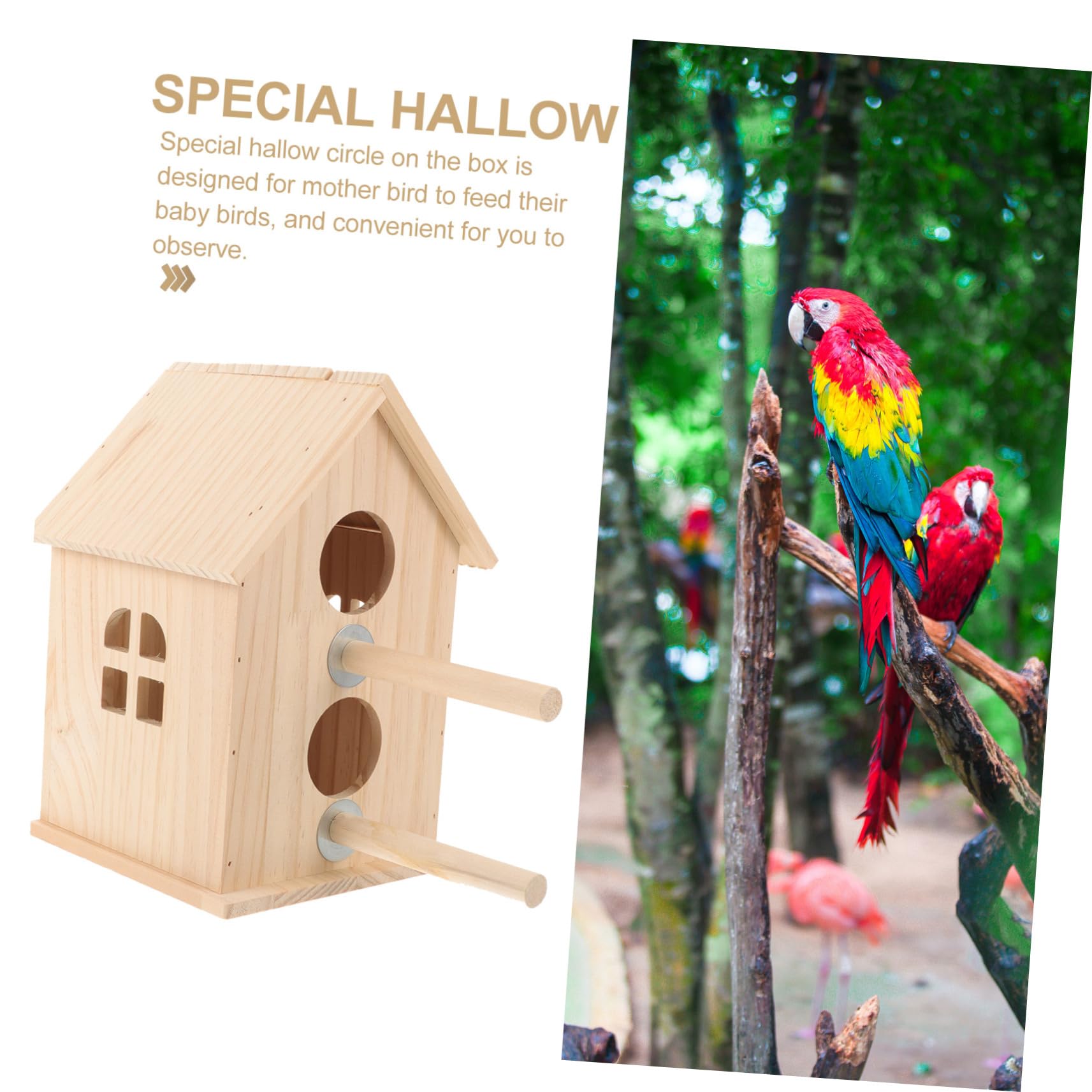 BESPORTBLE Caja terrario de Aves Nido de Periquito de Madera Suministros de cría de Aves nidos de pajaros casa pajaros Juguetes de Aves para periquitos Accesorio Periquito Loro Nido de Pájaro