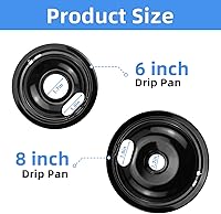 Vista 2 de Black Stove Burner Drip Pans Replacement for GE Hotpoint Electric Stove Burner, (2) 8" WB31M19 (2) 6" WB31M20 Set by APPLIANCEMATES