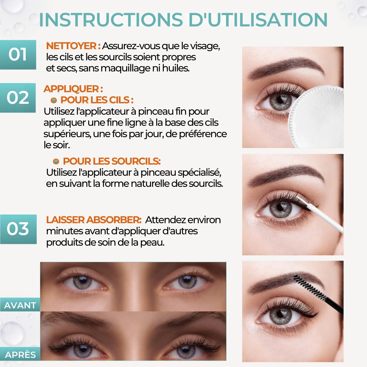 Dr. Dermaluci Lab Sérum Cils et Sourcils Croissance Naturelle Sans Hormones - Fortifiant, Allongeant - Avec Pentapeptides, Biotine, Acide Hyaluronique & Vitamine C - 10ml XXL, BIO, Yeux Sensibles