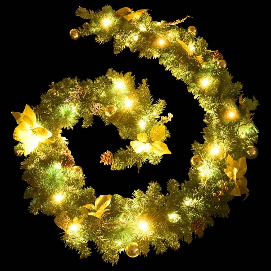 lucine,luci da esterno a batteria,filo,catena luminosa esterno,Ghirlanda Natalizia con Luci a LED 2,7 m in PVC VerdeIdeal für Weihnachtsfeiern, Wandambiente