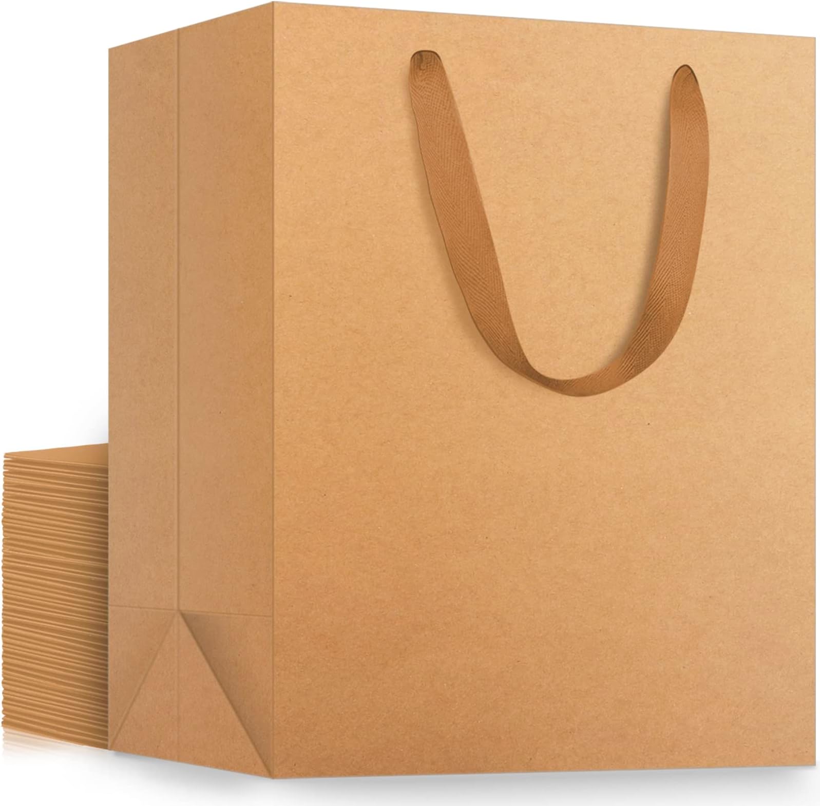 EUSOAR Paper Shopping Bags with Handles, 25pcs 9.8" x 5.1" x 12.5" Brown Kraft Paper Shopping Bags, Kraft Bags, Party Bags, Retail Bags, Merchandise Bag, Handle Paper Bags