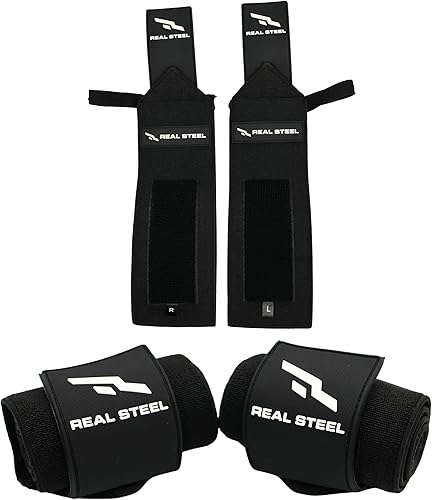 Muñequeras de acero real para levantamiento de pesas, hombres y mujeres, bandas de gimnasio de 24 pulgadas con bucle para el pulgar, correas de