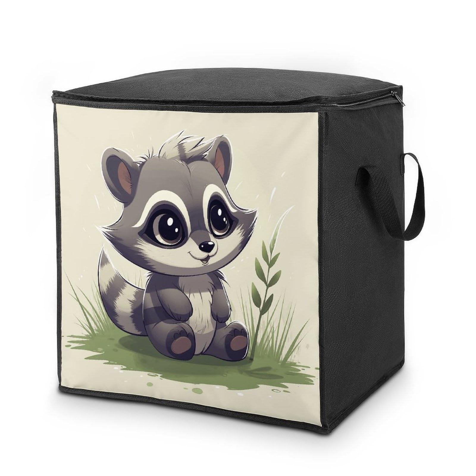 70L Raccoon on The Grass Storage Bag With Zipper Closet Organizers with Handle for Home Storage Organizer for Blankets Quilts Clothes Comforter Bedding And Pillows