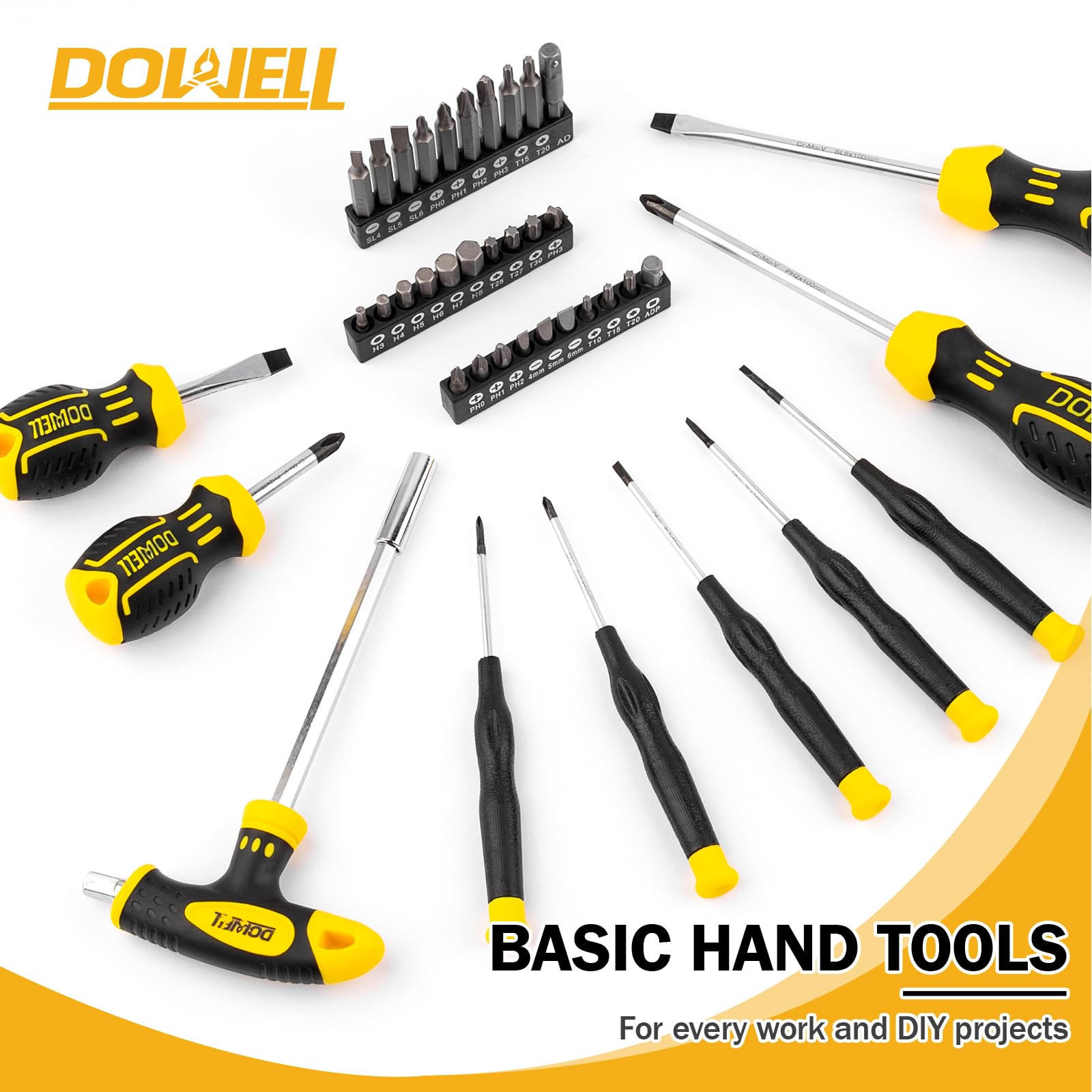DOWELL Kit di attrezzi per meccanico, set di chiavi a cricchetto per riparazione auto, set di 168 pezzi, kit di utensili manuali, scatola di stoccaggio