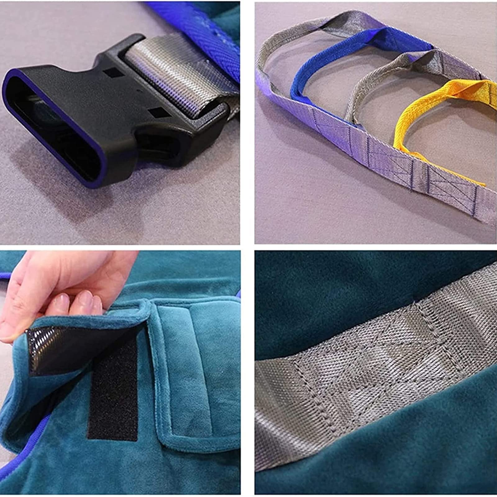 Grúa de arnés para Personas Mayores discapacitadas, cinturón de Transferencia, arnés de Ayuda dinámica con Soporte para la Cabeza, piernas separables, Azul (Azul (M))