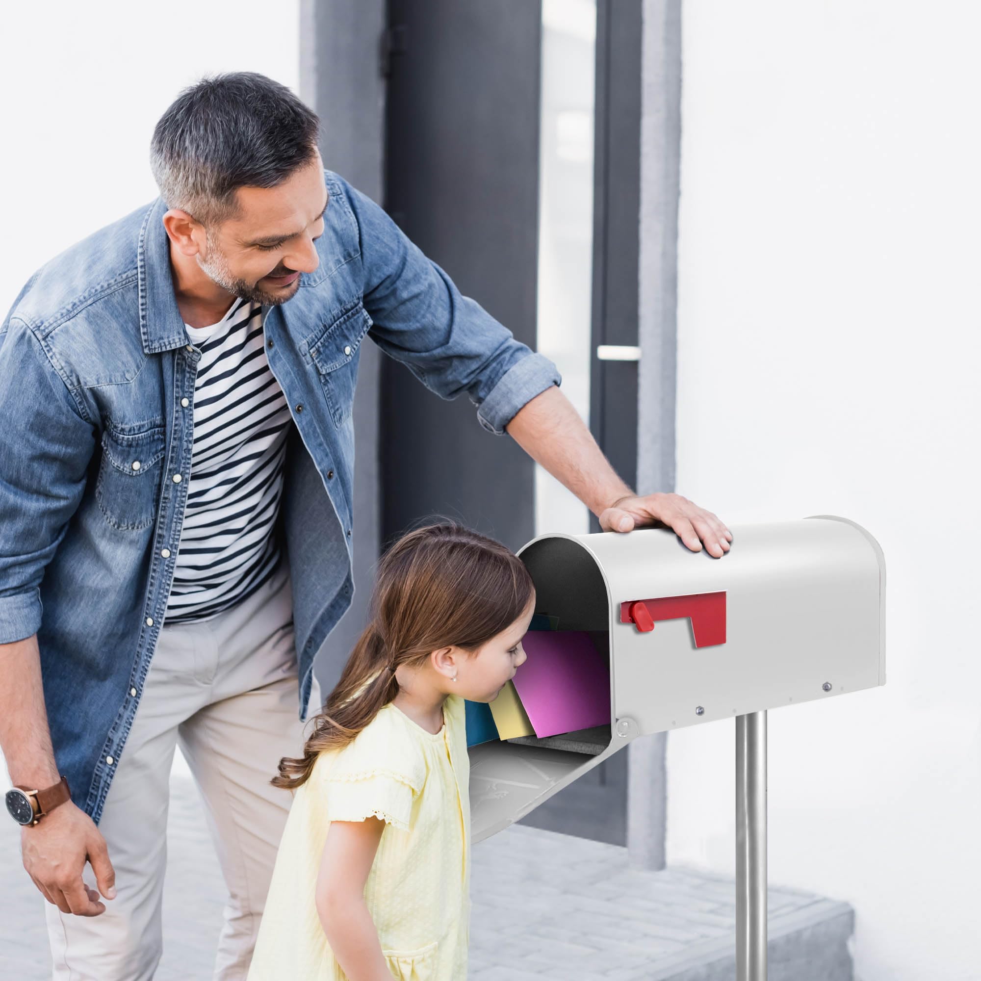 banjado® Amerikanischer Briefkasten weiß - US Mailbox/Letterbox 51x22x17cm - Postkasten Stahl - pulverbeschichtet