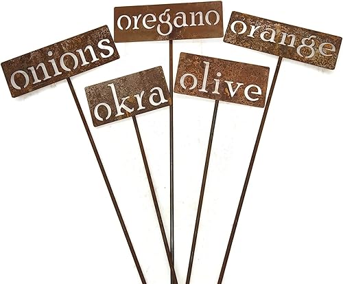 Miniatura 3 de Marcadores de jardín de metal clásicos de 19 pulgadas de alto (orégano, naturalmente oxidado)