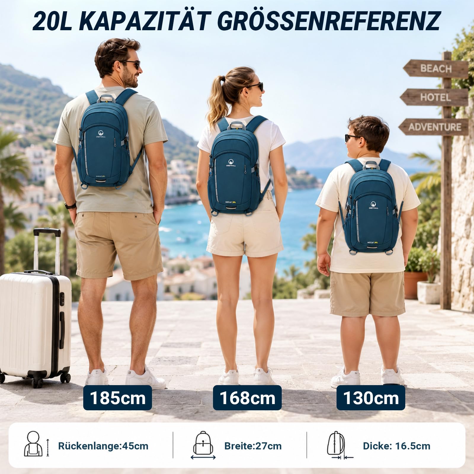 Wanderrucksack Damen & Herren 20L, Leichter Tagesrucksack Klein, Rucksack Wasserdicht mit Regenhülle für Tageswanderungen, Kurze Touren, Radfahren, Pendeln, Nur 510g