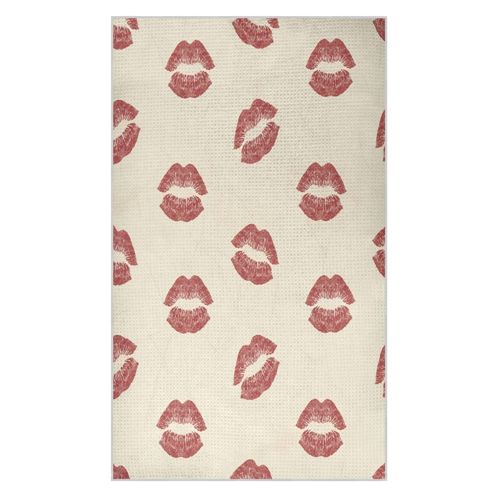 BURSTDDY Red Lips Kitchen Towels,Absorbent Dish Towels 2 Pack