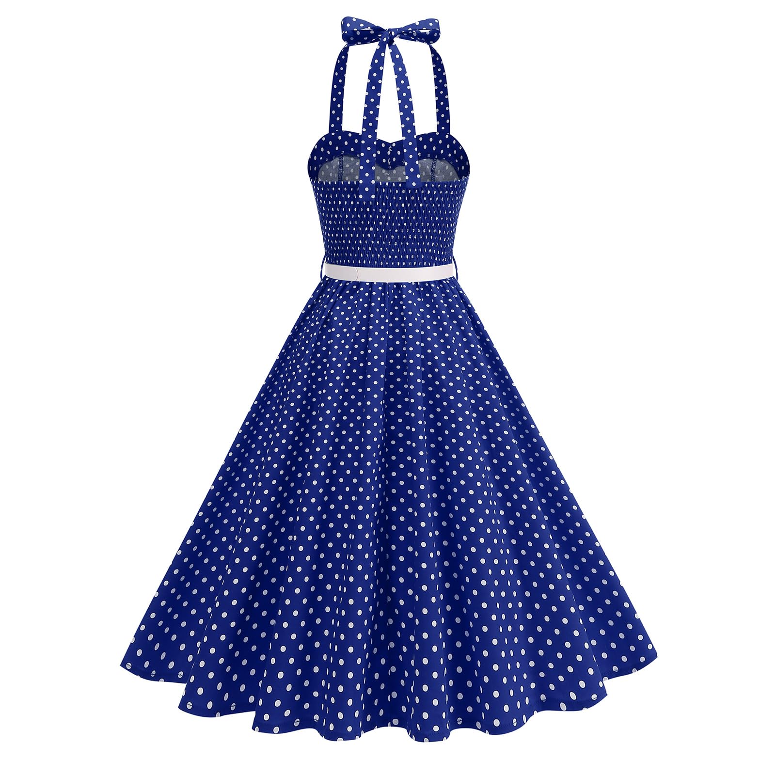 Robe vintage pour femme, style années 1950, rockabilly, robe à pois, style Audrey Hepburn, robe de cocktail trapèze avec ceinture
