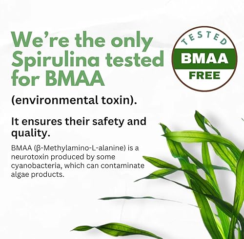 Miniatura 4 de Cápsulas de Polvo de Clorella y Espirulina 3000 mg de Algas Azules Verdes Puras Libres de BMAA - Mejores Vitaminas Naturales Detox Crudas Veganas