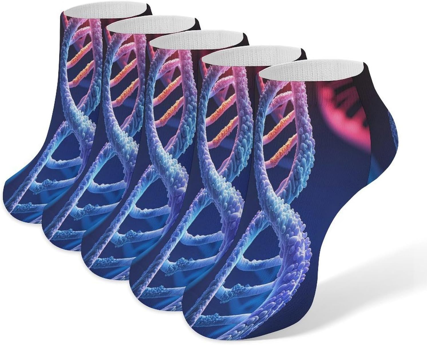 DNA Genetic Helix Ankle Socks for Men Women 5 Pairs