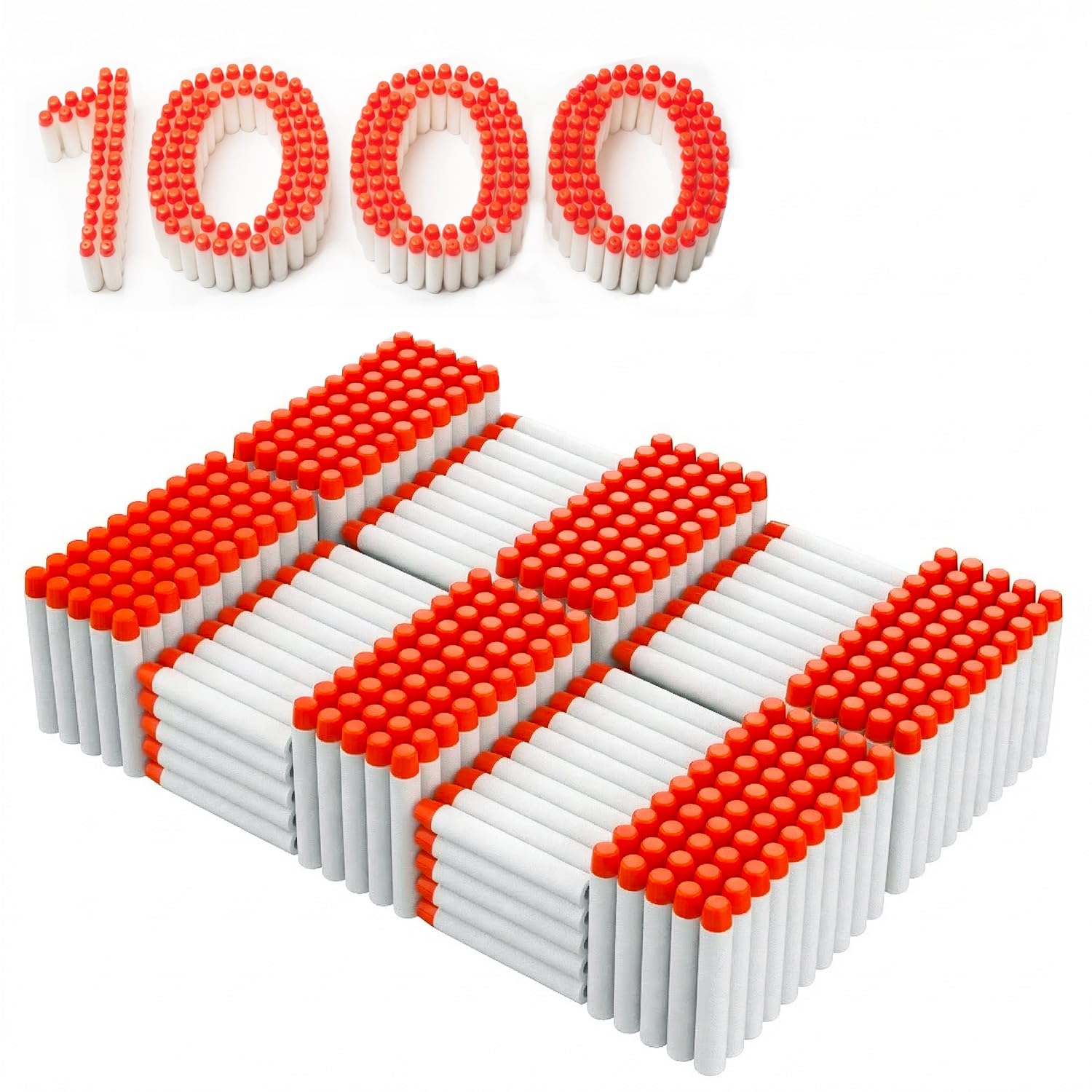 Photo 1 of 1000PCS Refill Darts Bullets Ammo Pack Compatible for Nerf N-Strike Elite 2.0 Series DinoSquad – Work with All Elite Blasters White