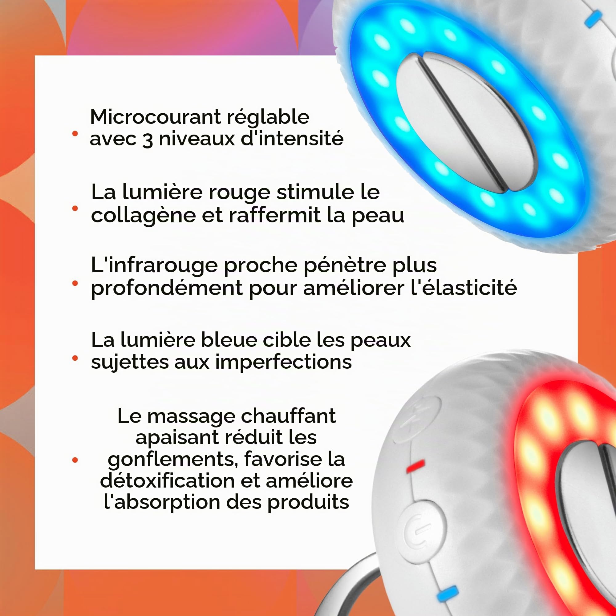 Magnitone Pebble Pro Appareil Tonique Visage Avancé - Microcourant & Luminothérapie LED (Rouge, Bleu, Proche Infrarouge) - Outil de Sculptation, Anti-Rides & Raffermissant