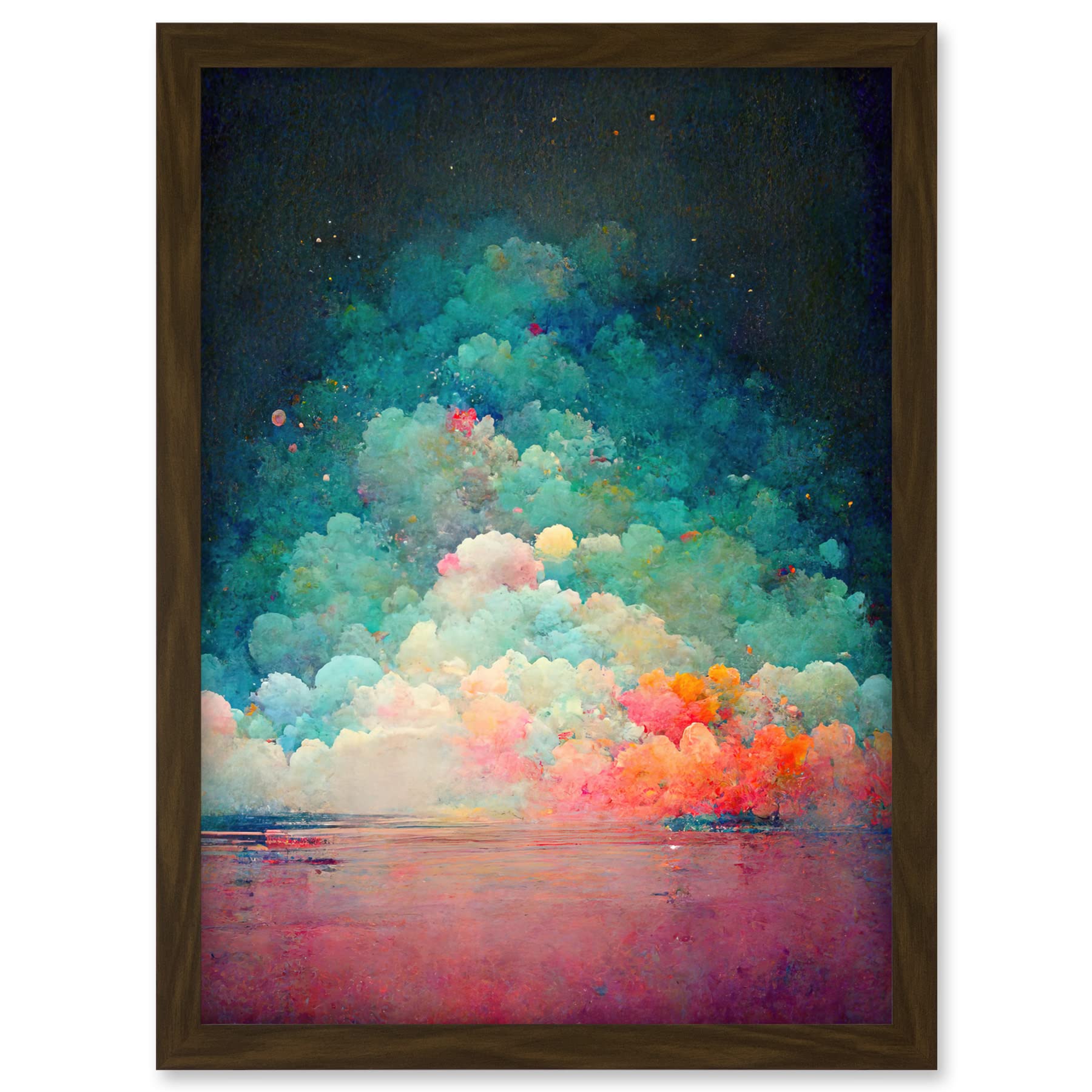 Doppelganger33 LTD Beach Sunset In Bubble Clouds Dreamy Surreal Abstract Artwork Framed A3 Wall Art Print