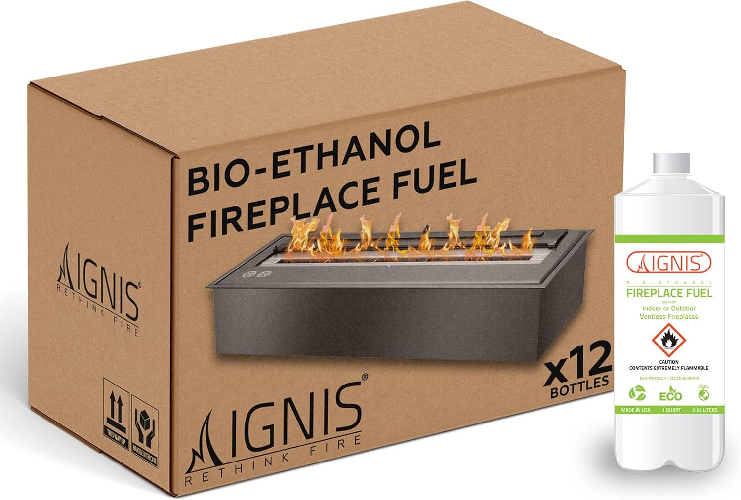 12 Quarts of Bio Ethanol Fireplace Fuel Indoor/Outdoor Biofuel for
