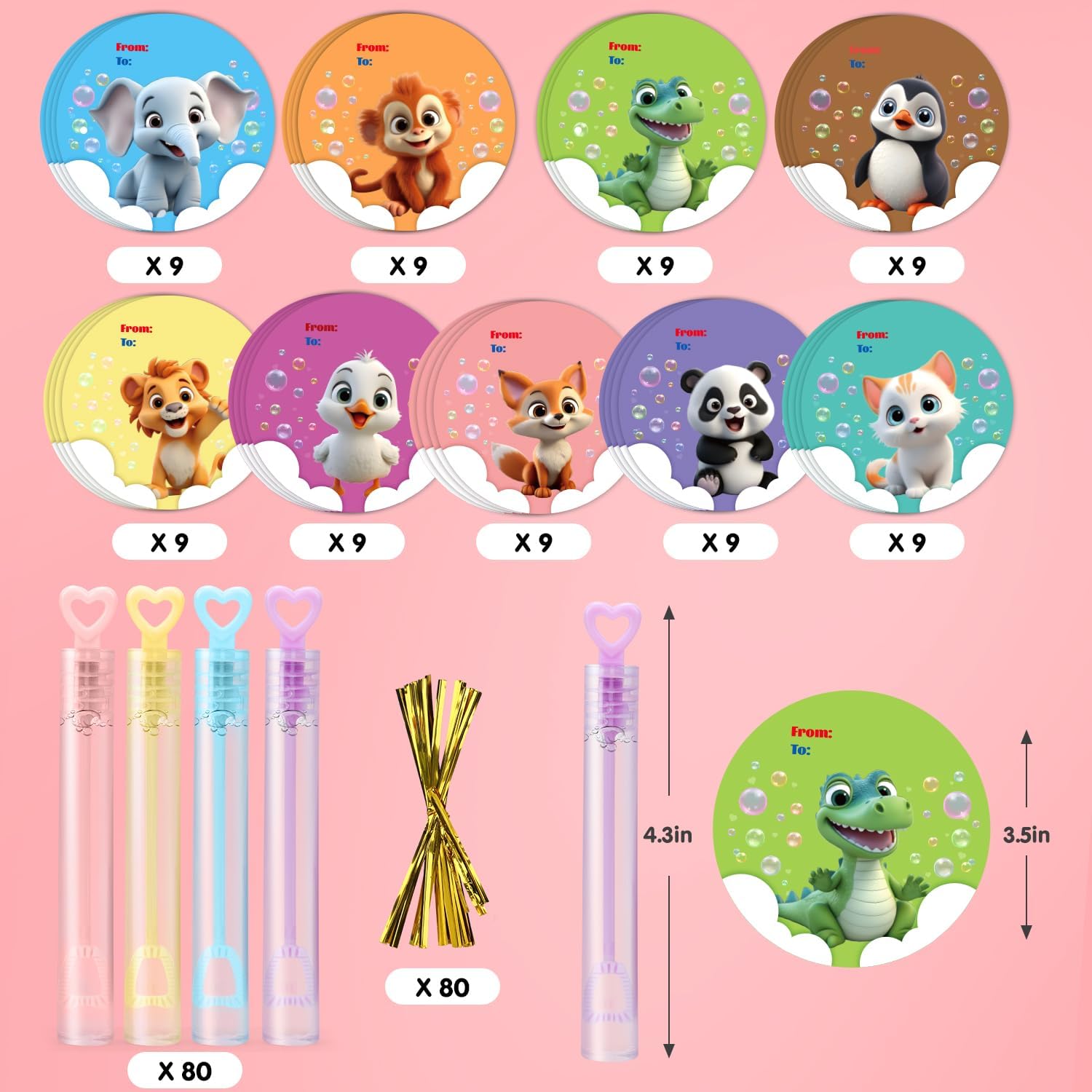 TOY Life 80 Pcs Bubbles Party Favors Valentines for Kids Classroom Mini Bubble Wands Bulk with Valentines Day Cards for Kids School Gift Exchange Birthday Valentines Goodie Bag Stuffer Fillers