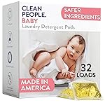 The Clean People Laundry Detergent Pods - Recyclable Packaging, Hypoallergenic, Stain Fighting - Ultra Concentrated, Laundry Soap - Baby (Unscented), 32 Pack