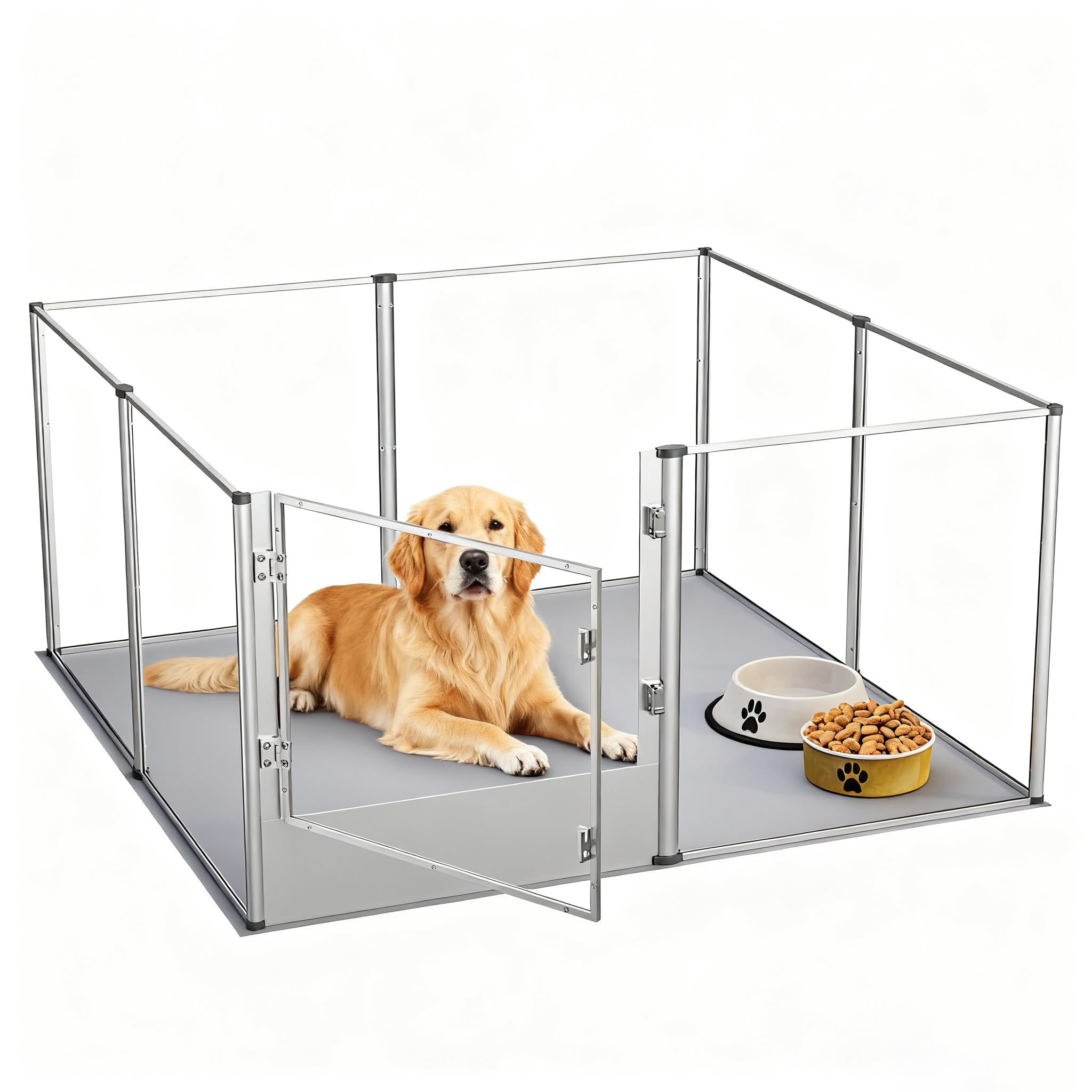 ペットサークル 126cm x 126cm 透明パネル Amazon | BingoPaw 大型犬用サークル アクリル 透明パネル 中型