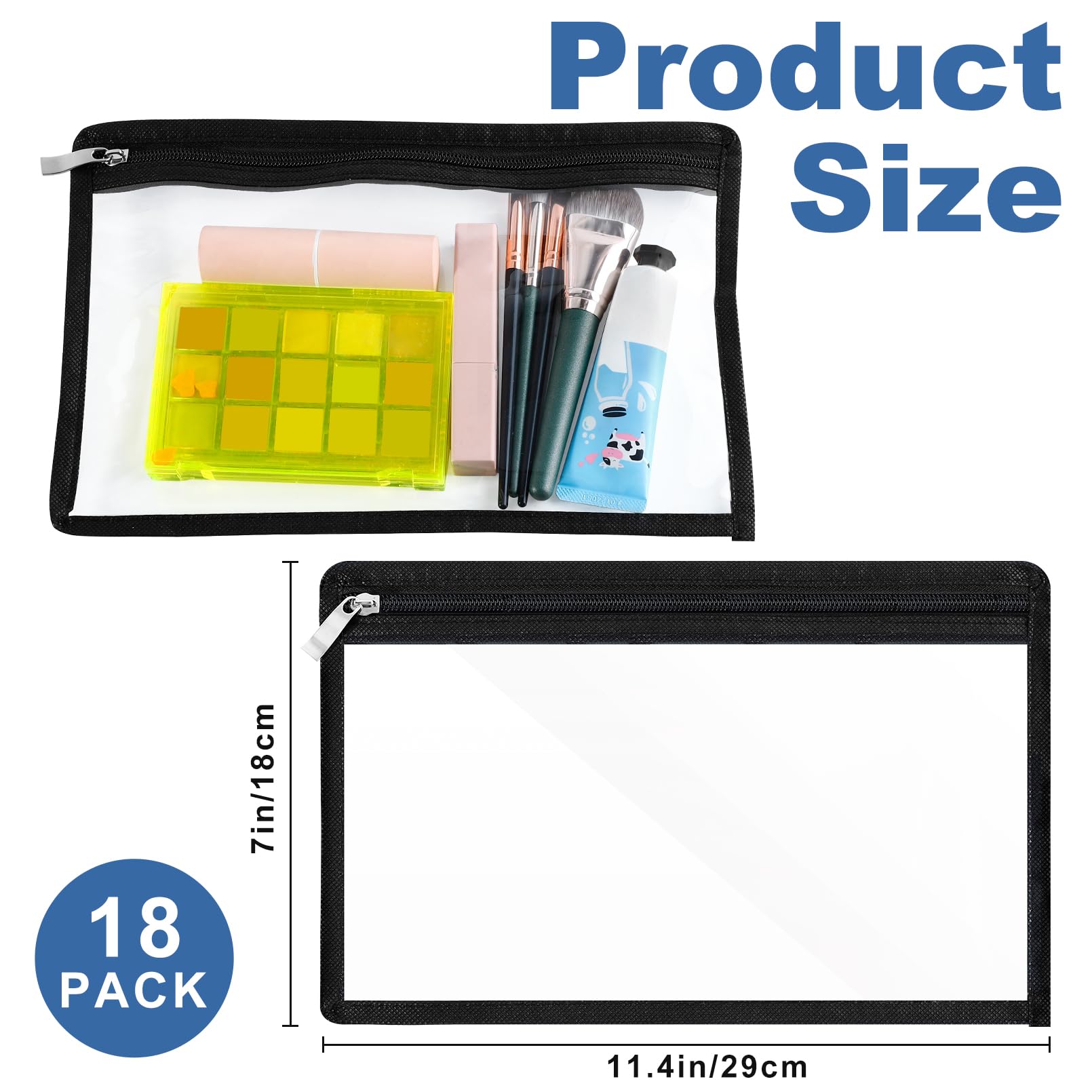 18 bolsas transparentes con cremallera, bolsas organizadoras de cosméticos impermeables de PVC, sobres de almacenamiento de documentos y archivos para suministros del hogar y la oficina (7 x