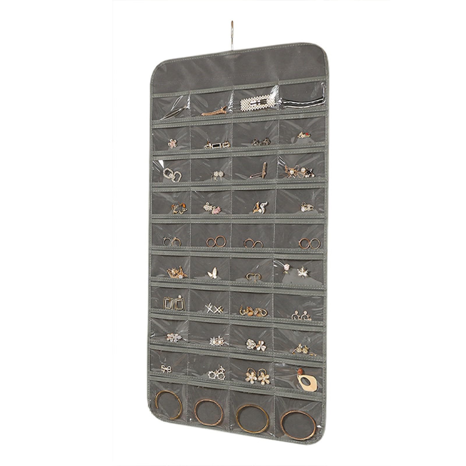 Organizer Gioielli Da Appendere Aucuu - 39 Tasche + 3 Ganci Per Collane, Porta Orecchini - Foto 9