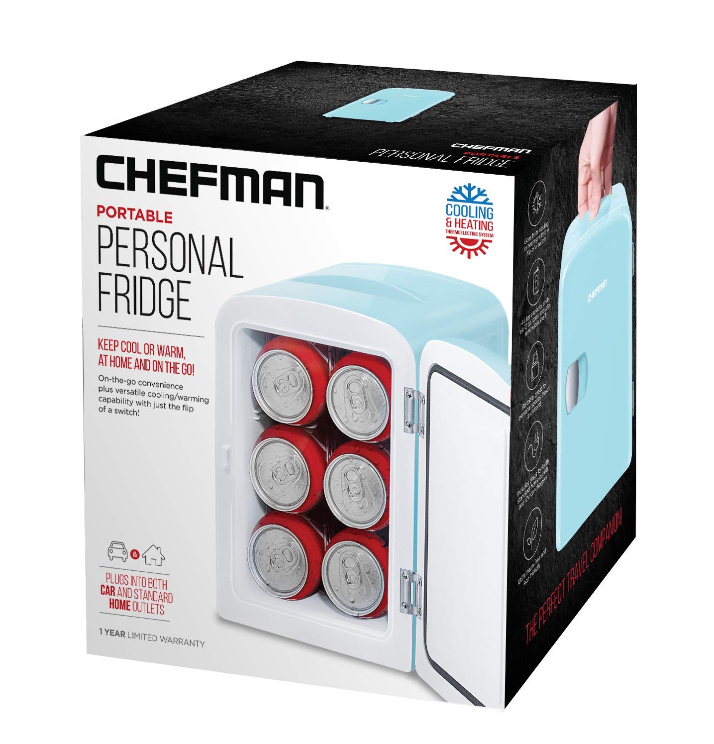 Buy Chefman Mini Portable Blue Personal Fridge Cools Or Heats