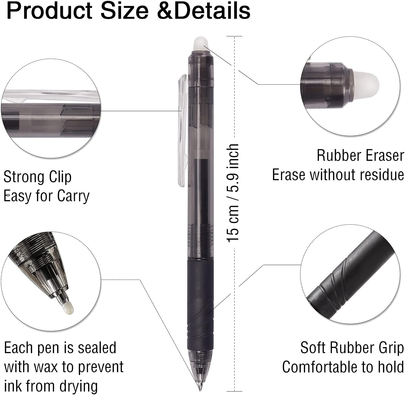 Bribobo 8 Pack Retractable Erasable Gel Pens Clicker Fine Point 0.7mm, Make Mistakes Disappear Comfort Grip for Drawing Writing Planner and School Supplies, Assorted Color Inks - Image 2