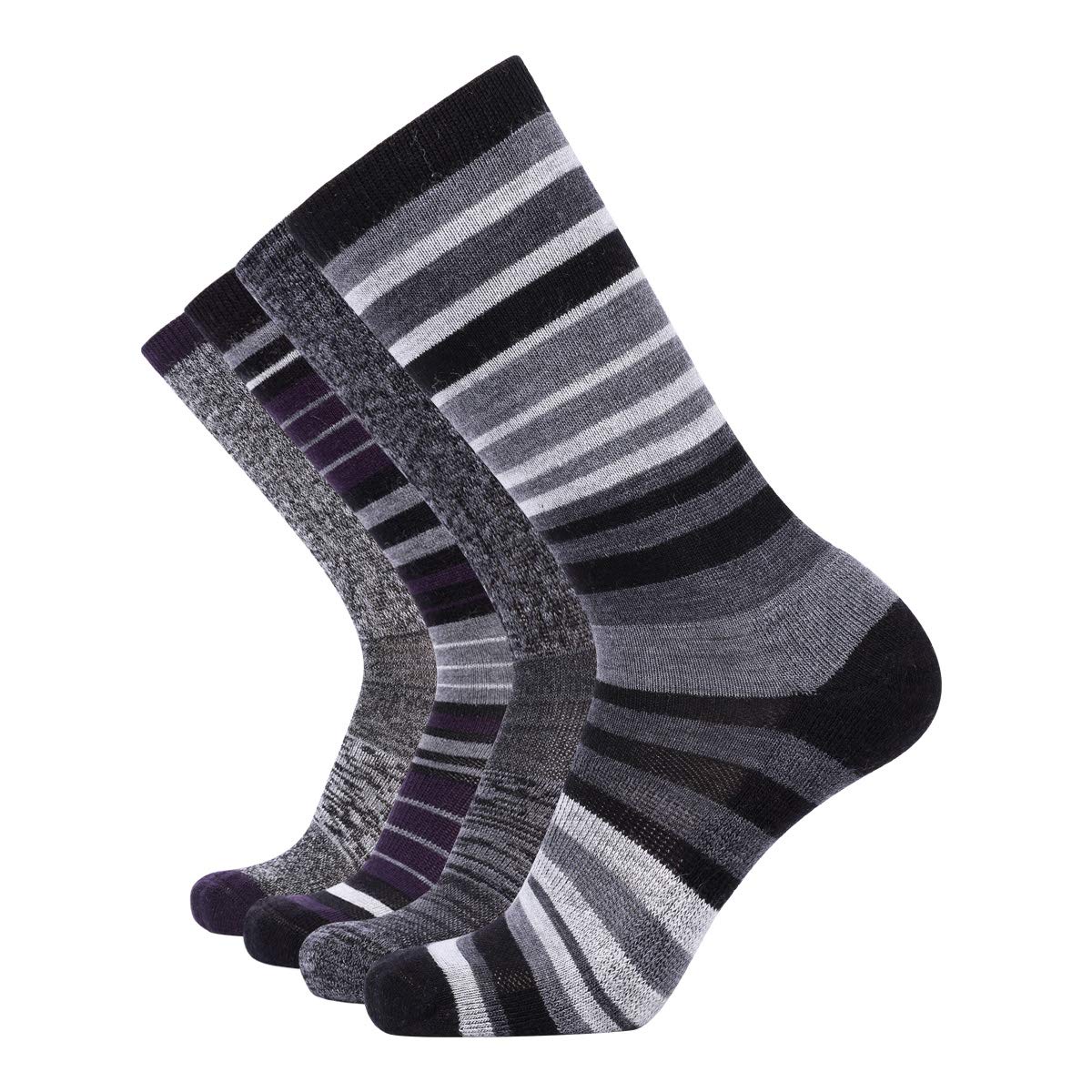 EnerWear 4 Pack Women's Merino Wool Outdoor Hiking Trail Crew Sock