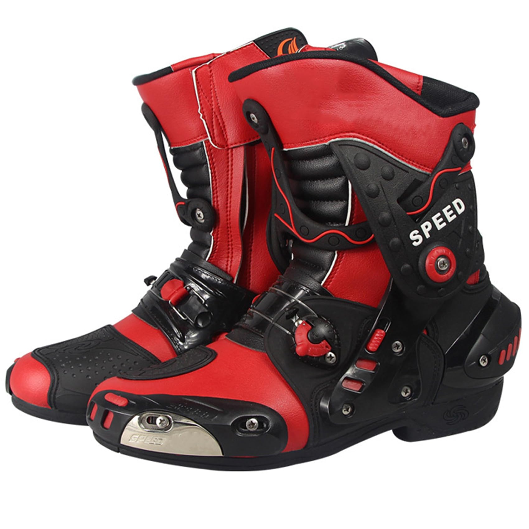 DJFOG Botines cortos de moto para hombre Zapatos de moto pesados de cuero de microfibra Botas de motocross impermeables