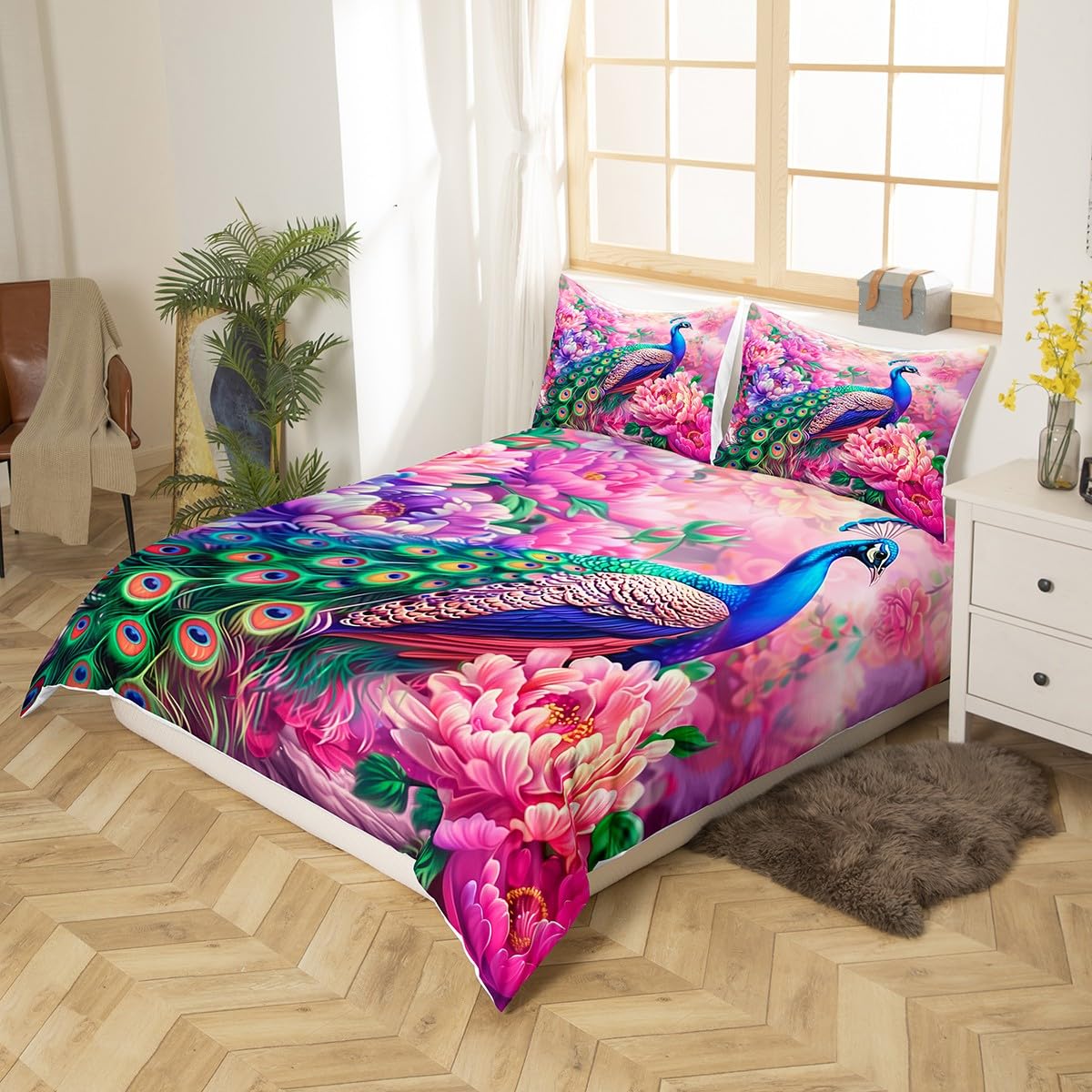 Manfei Peacock Duvet Cover Set Single Size - Image 2