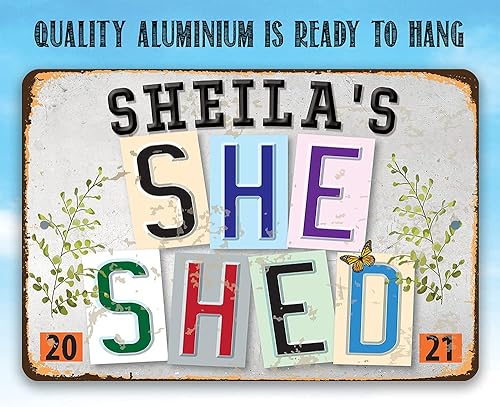 Vista 102 de She Shed Sign - Blue - Metal Sign - Use Indoor/Outdoor Shed Art - She Shed Decor Gift, Funny Birthday Gifts for Women, Metal Shed Signs, Diva Den