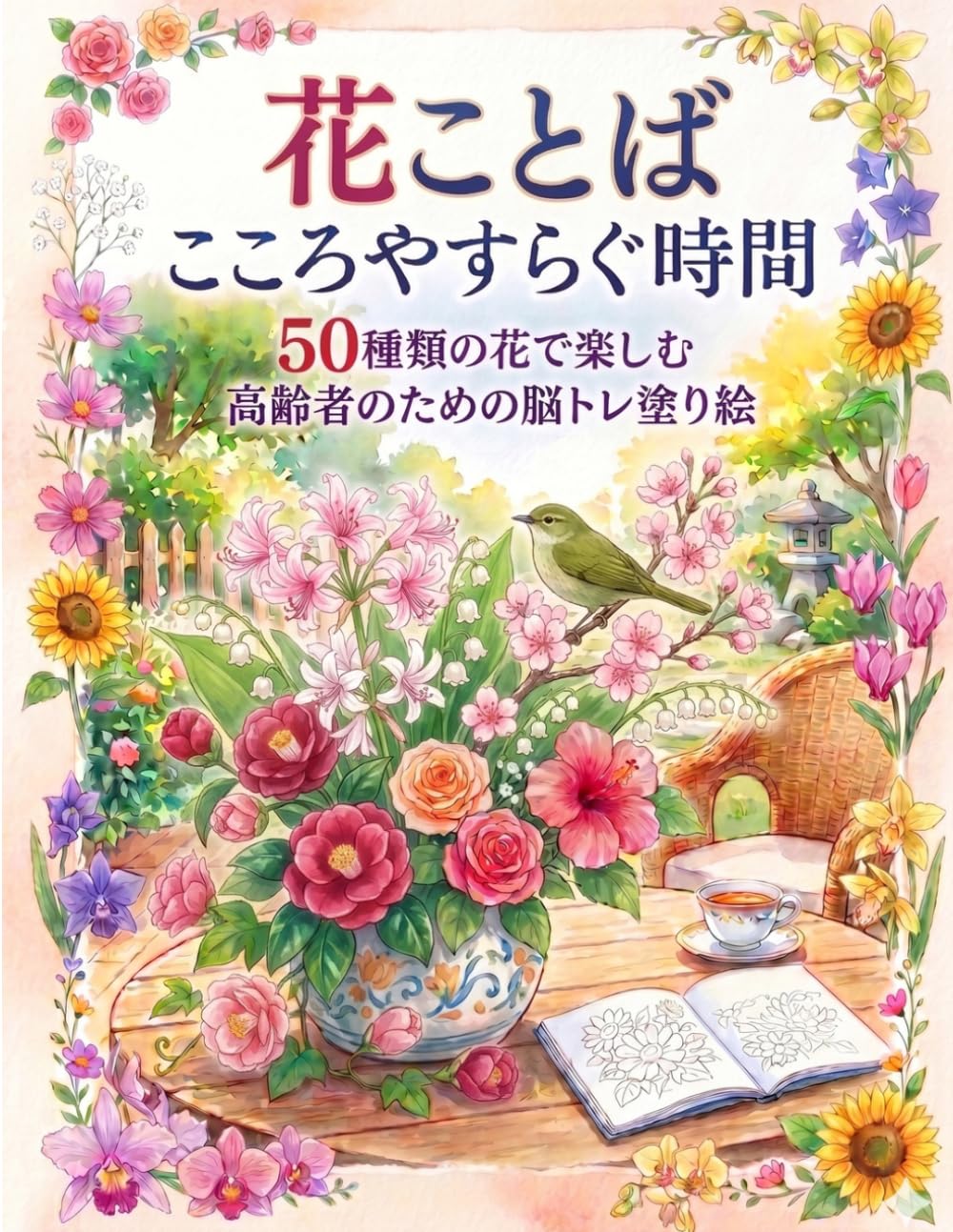 花ことば　こころやすらぐ時間: 50種類の花で楽しむ 高齢者のための脳トレ塗り絵
