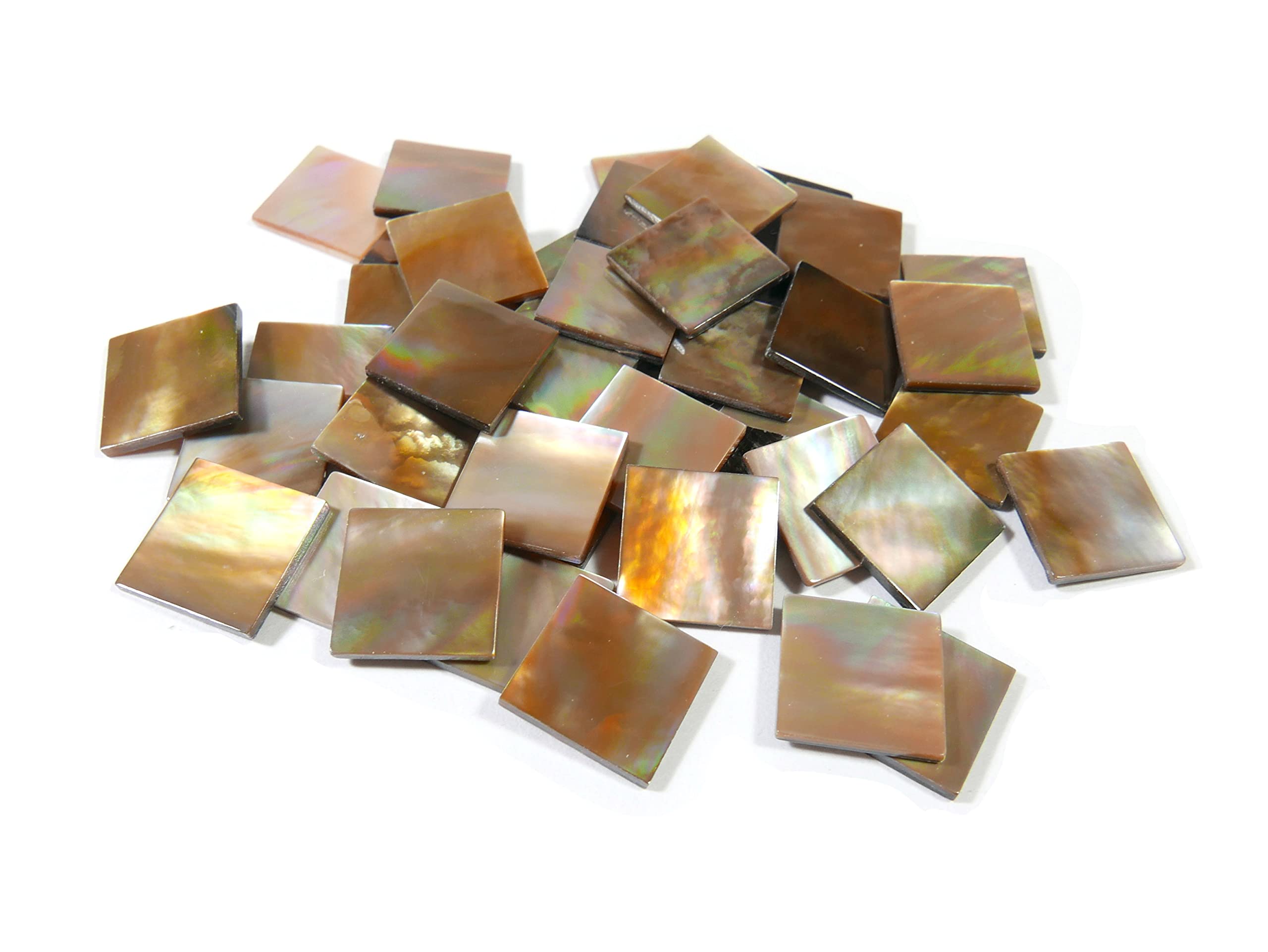Yuan's 150 Pieces 1.5cm(0.59'') Square Rare Bronze Penguin Oyster Sea Shell. One Side Polished. For Mosaic Art Tiles, Guitar, Mandolin, Mandola Musical Instrument Inlay, Jewelry Design