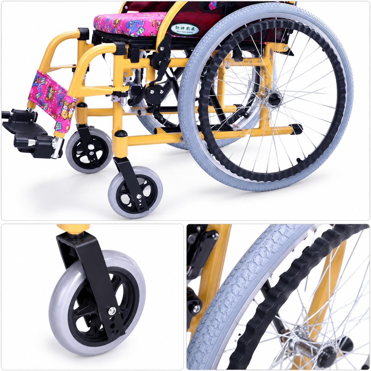 Silla de ruedas autopropulsada para niños, silla de movilidad plegable ligera con capacidad de 100 kg, ideal para niños con necesidades especiales y uso de rehabilitación