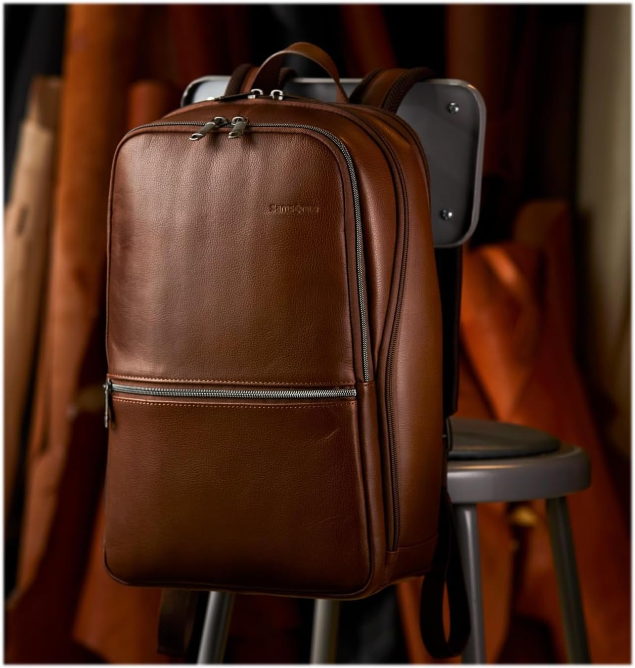 Samsonite Classic Leather Slim Backpack - Image 2