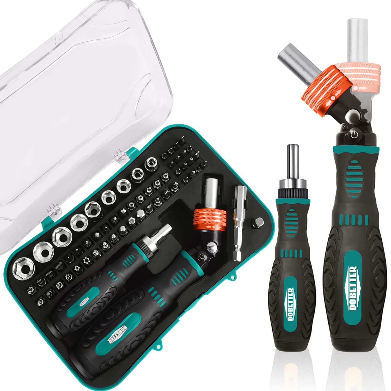 Dobetter61 in 1 Ratcheting Screwdriver Set, Magnetic Screwdriver Tool Set with Sockets & Bits, Household Repair Tool Kits, Rotatable Ratchet Handles -PASDS61