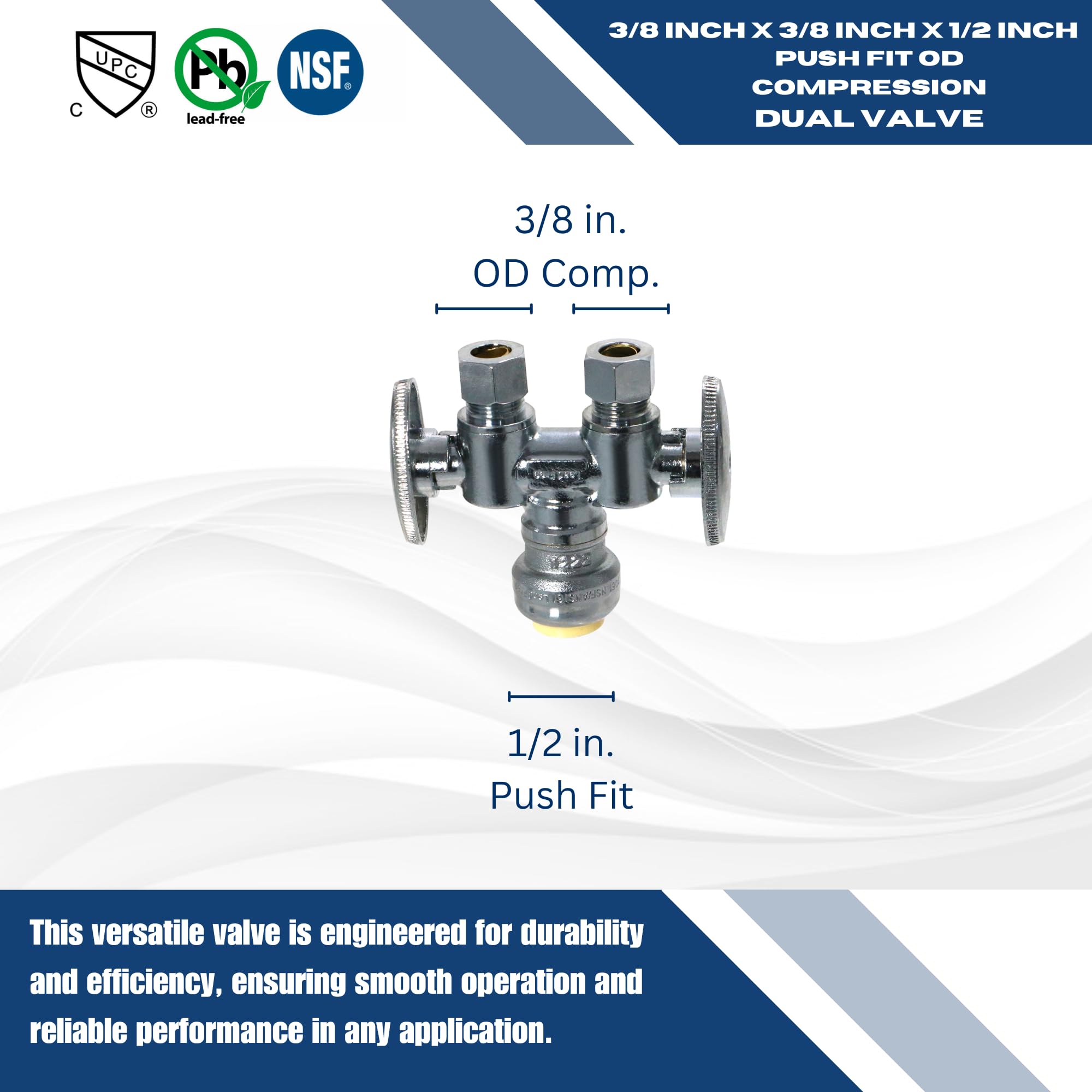 Push-Passform Auf Kompression Ventil 5 Stück 1/2" Push-Fit X 3/8" OD Gerade Stop Ventile Push-Fit Absperrventil