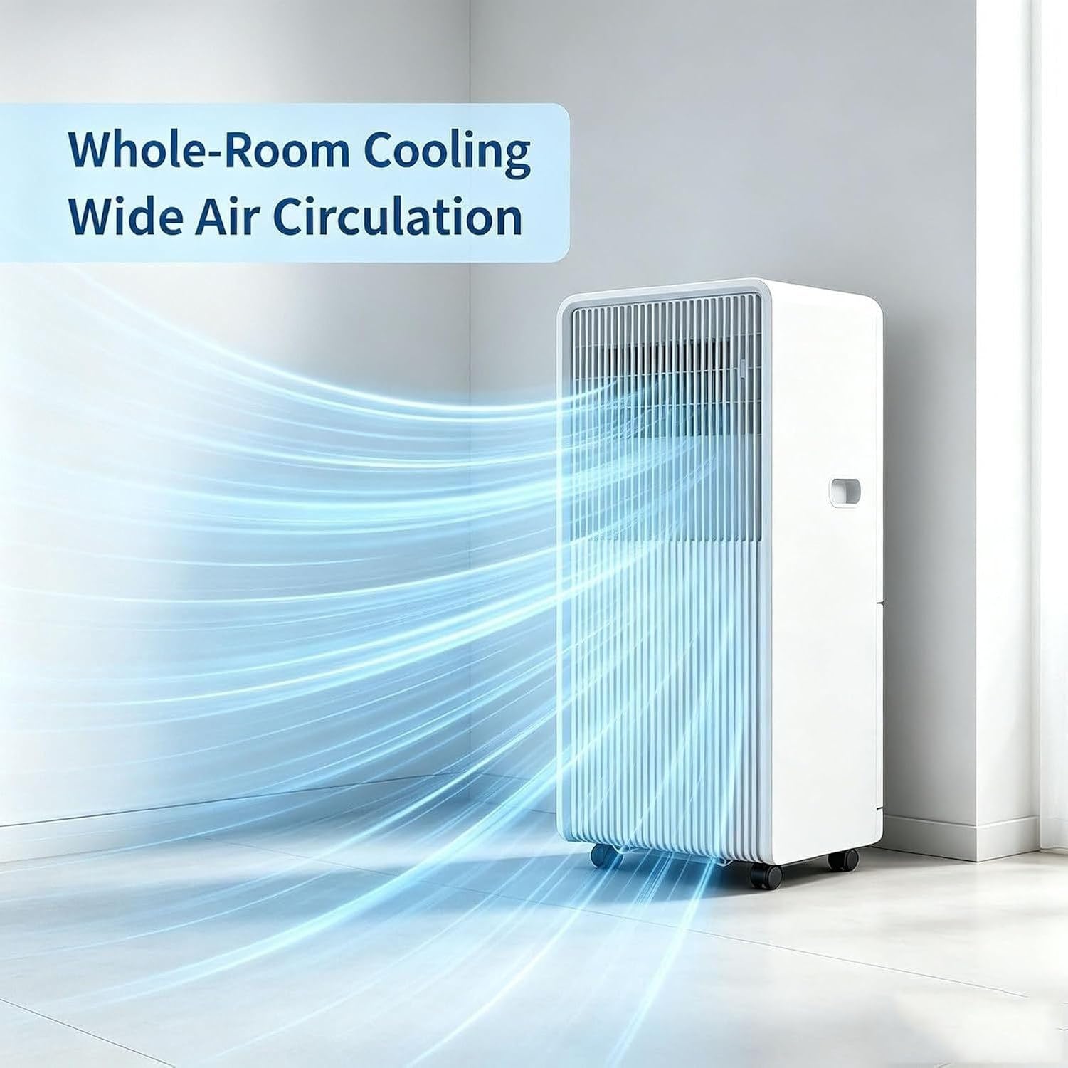 Aire Acondicionado Portátil 14000 BTU, Enfriador de Aire Móvil con Mando y Temporizador 24H, Modo Sueño Silencioso, Ruedas para Dormitorio Oficina Piso, Style 5, 12000 BTU