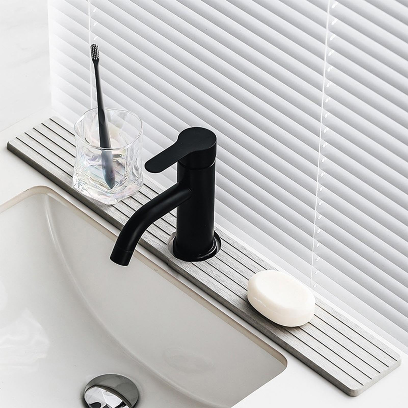 Tappetini Anti-schizzi Per Rubinetto DOITOOL – 2 Pezzi In Spugna Arancione E Grigio, 50x14,5 Cm, Assorbono Gocce E Proteggono Il Piano Di Lavoro Per Cucina E Bagno