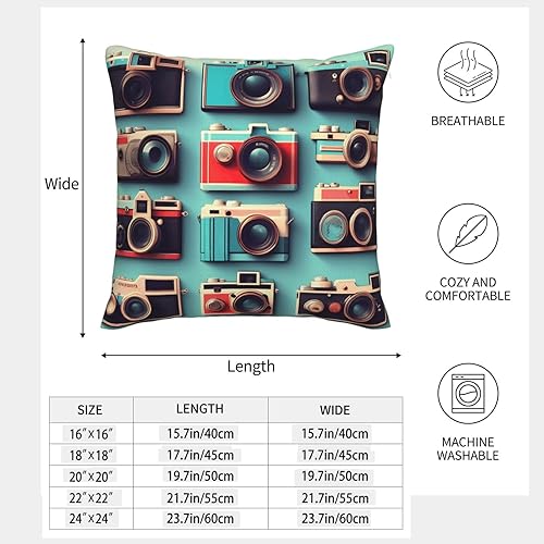 Miniatura 4 de Retro Cool Camera Collection Print Decorative Linen Pillow Covers, Couch Throw Pillows, Square Cushion Covers, Spring Home Decor