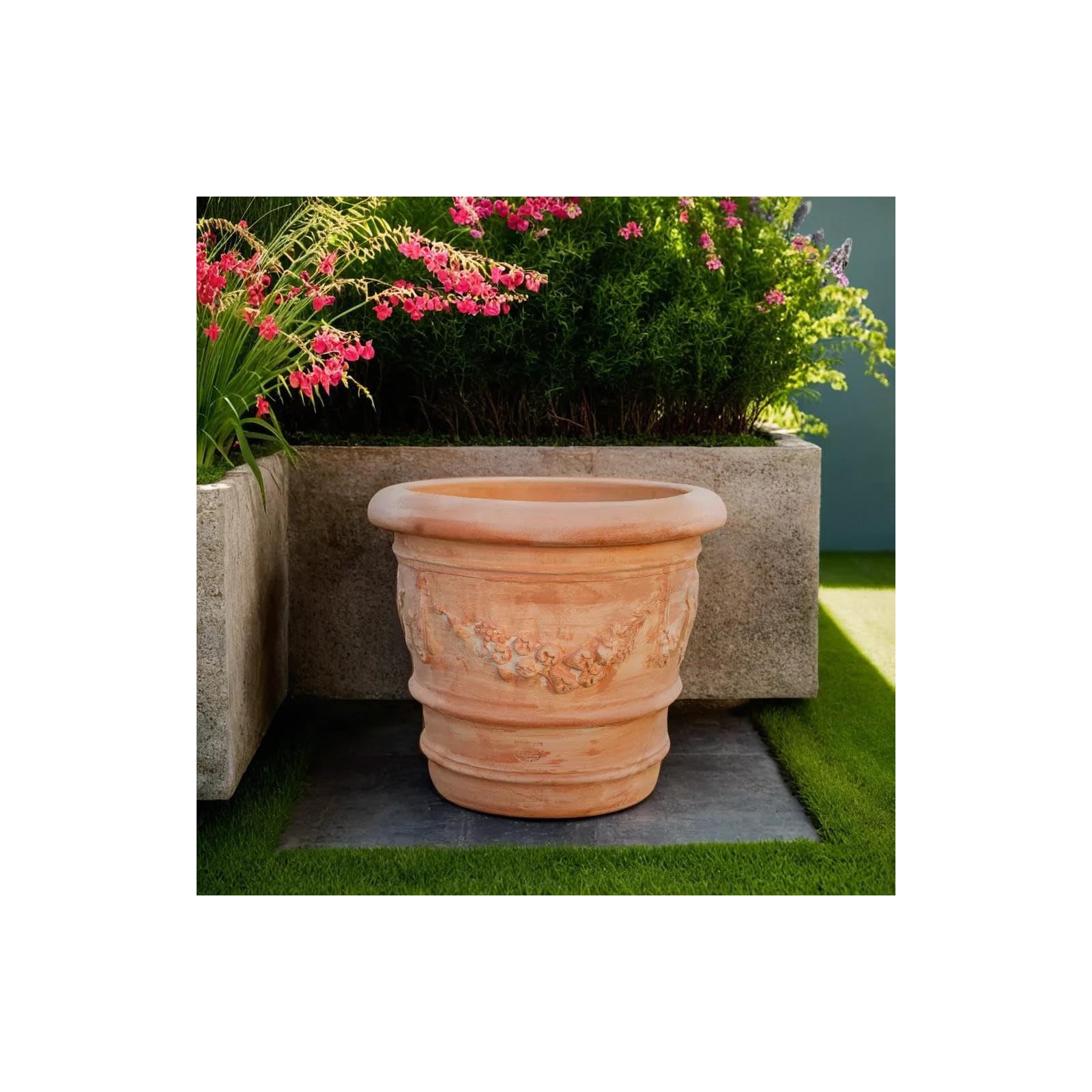 Biscottini Vaso da esterno Gelestro L50xPR50xH44 100% Made in Italy - Fioriera da esterno e interno - Vasi per piante - Vasi per piante in terracotta