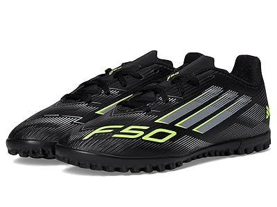 adidas Kids F50 Club Turf Cleats (Little Kid/Big Kid) Kids Shoes Black/Iron Metallic/Lucid Lemon : 4 Big Kid M, Synthetic