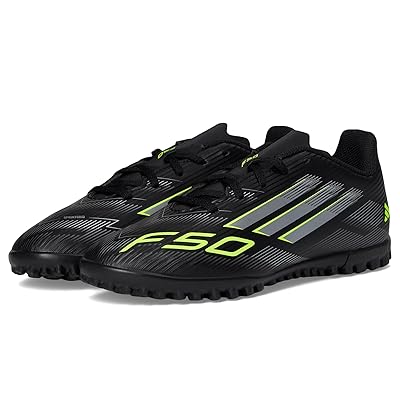 adidas Kids F50 Club Turf Cleats (Little Kid/Big Kid) Kids Shoes Black/Iron Metallic/Lucid Lemon